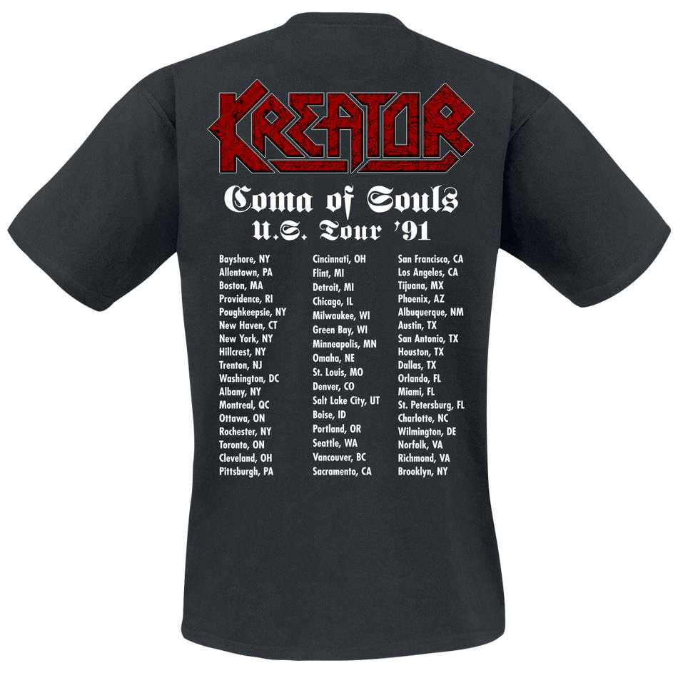 T-Shirt Manches courtes  de Kreator - US Tour 1991 - S à 3XL - pour Homme - noir - Kreator - View 2