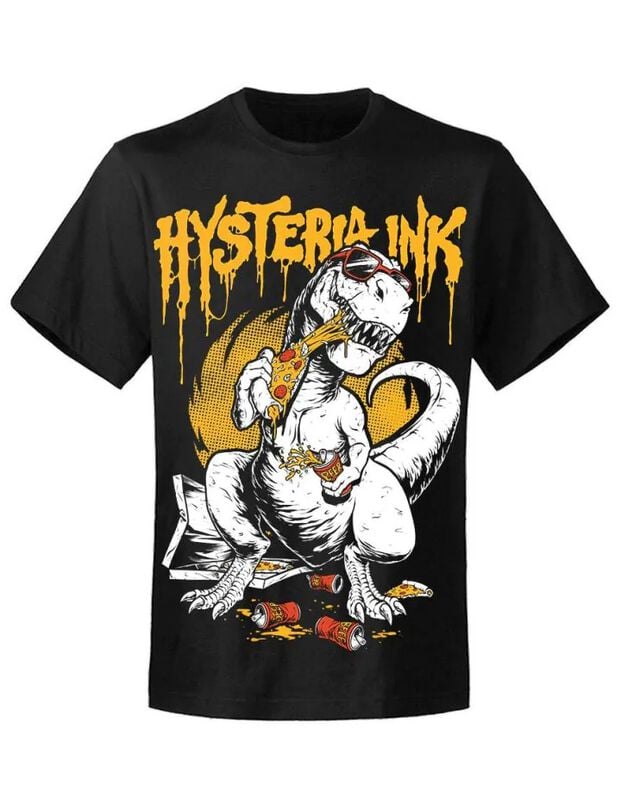T-Shirt Manches courtes Gothic de Hysteria Ink - Pizza Dino - S à 5XL - pour Homme - noir - Hysteria Ink