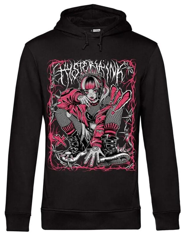 Sweat-shirt à capuche Gothic de Hysteria Ink - Spiky Girl - S à XXL - pour Homme - noir - Hysteria Ink