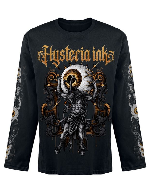 T-shirt manches longues Gothic de Hysteria Ink - Goat Atlas Ink - S à 3XL - pour Homme - noir - Hysteria Ink
