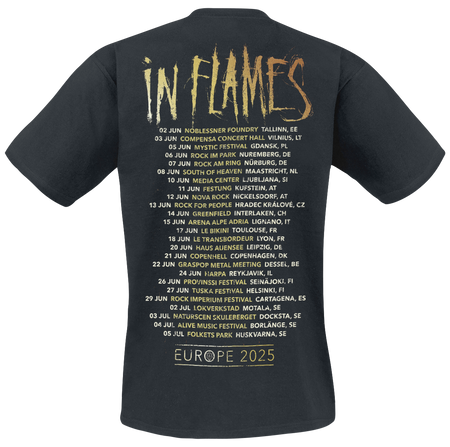 T-Shirt Manches courtes  de In Flames - European Tour 2025 - S à 3XL - pour Homme - noir - In Flames - View 2