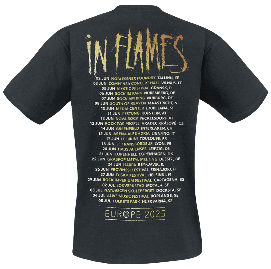 T-Shirt Manches courtes  de In Flames - European Tour 2025 - S à 3XL - pour Homme - noir - In Flames - View 2