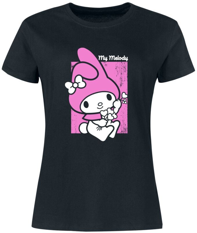 T-Shirt Manches courtes  de Hello Kitty - Hello Kitty & Ses Amis - My Melody - S à 3XL - pour Femme - noir - Hello Kitty