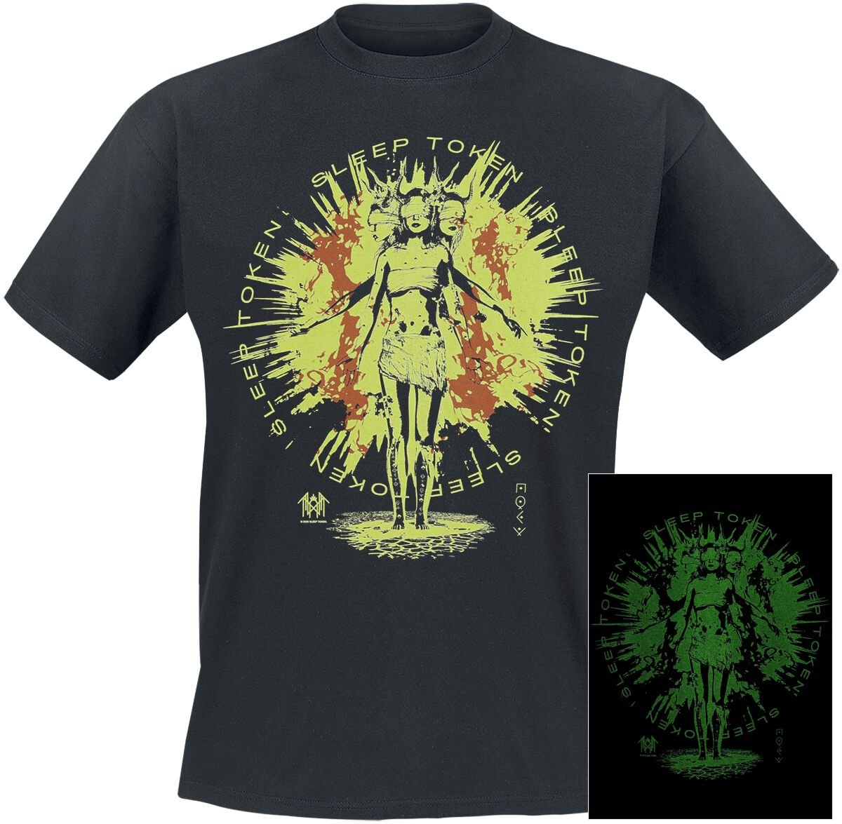 T-Shirt Manches courtes  de Sleep Token - Rain - Glow In The Dark - S à 5XL - pour Homme - noir - Sleep Token