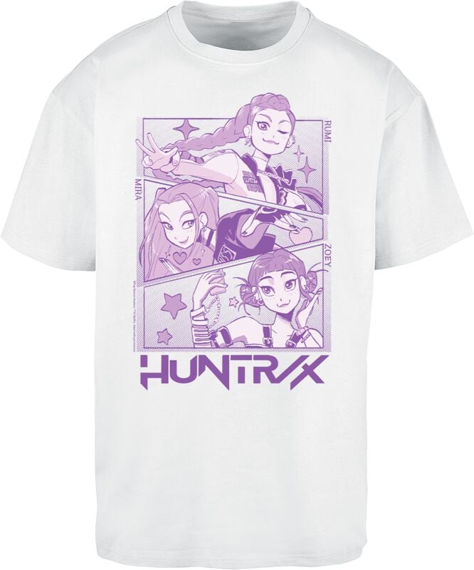 T-Shirt Oversize  de KPop Demon Hunters - Huntrix Manga Panels - S à XXL - pour Unisexe - blanc - KPop Demon Hunters