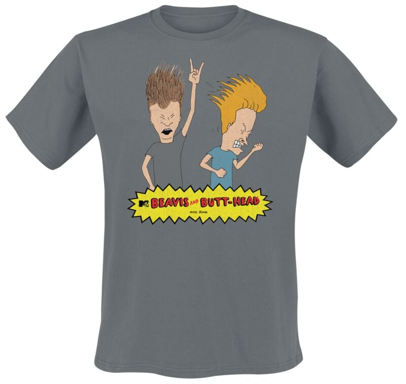 T-Shirt Manches courtes  de Beavis And Butt-Head - Headbanging - S à XXL - pour Homme - gris foncé - Beavis And Butt-Head