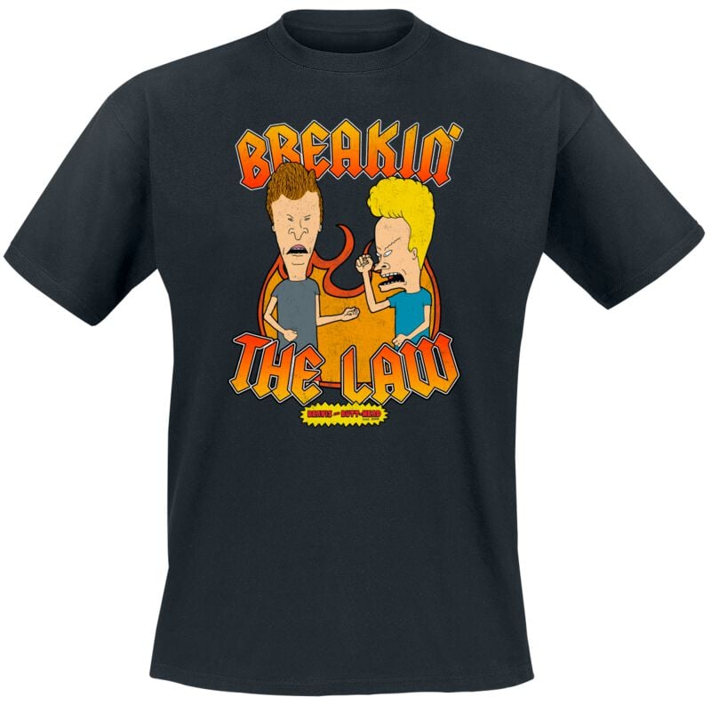 T-Shirt Manches courtes  de Beavis And Butt-Head - Breakin' The Law - S à XXL - pour Homme - noir - Beavis And Butt-Head