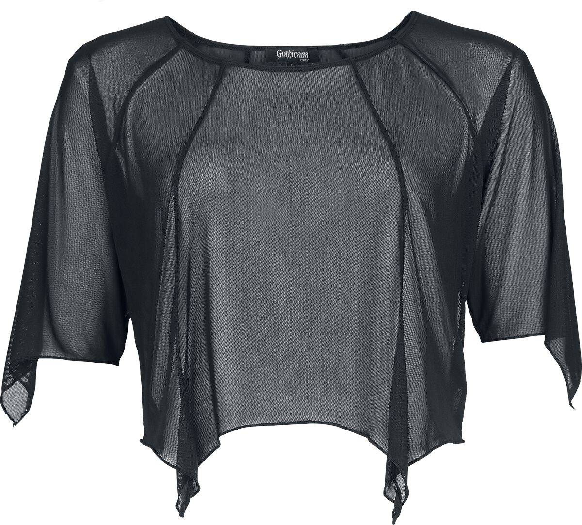 T-Shirt Manches courtes Gothic de Gothicana by EMP - Vailed in Darkness Bat Shape Mesh-Shirt - S à XXL - pour Femme - noir - Gothicana by EMP