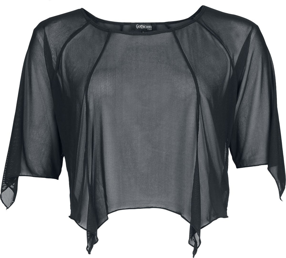 T-Shirt Manches courtes Gothic de Gothicana by EMP - Vailed in Darkness Bat Shape Mesh-Shirt - S à XXL - pour Femme - noir - Gothicana by EMP