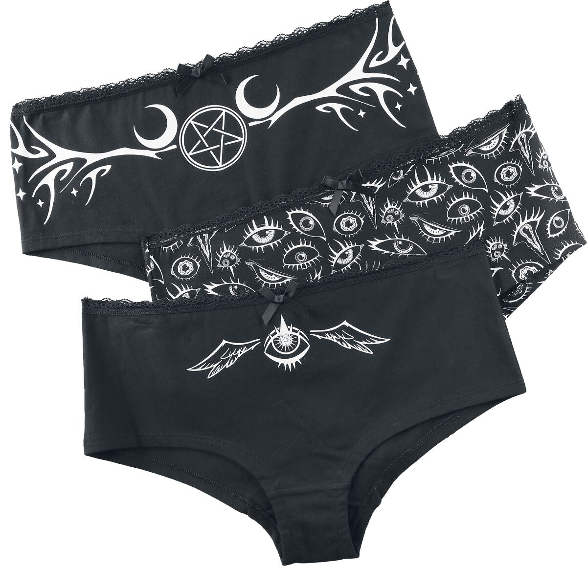 Lot de culottes Gothic de Gothicana by EMP - The Void - S à XXL - pour Femme - noir - Gothicana by EMP