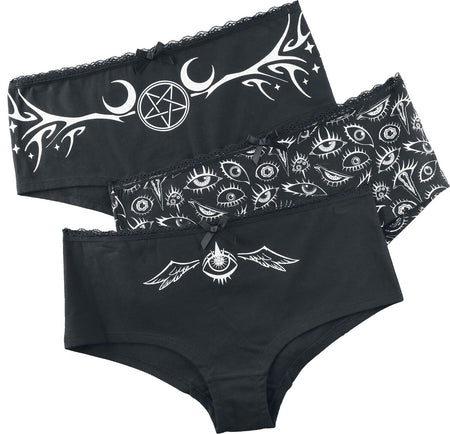 Lot de culottes Gothic de Gothicana by EMP - The Void - S à XXL - pour Femme - noir - Gothicana by EMP