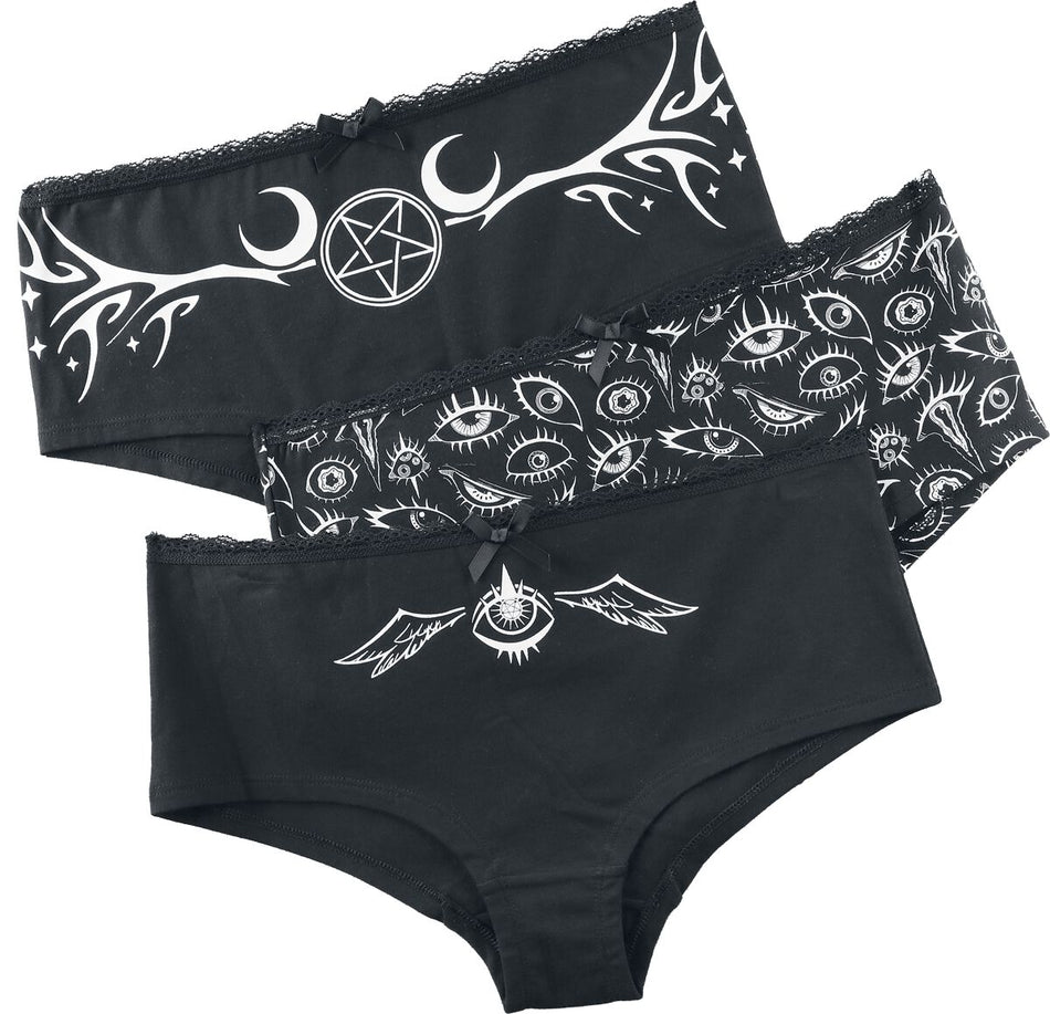 Lot de culottes Gothic de Gothicana by EMP - The Void - S à XXL - pour Femme - noir - Gothicana by EMP