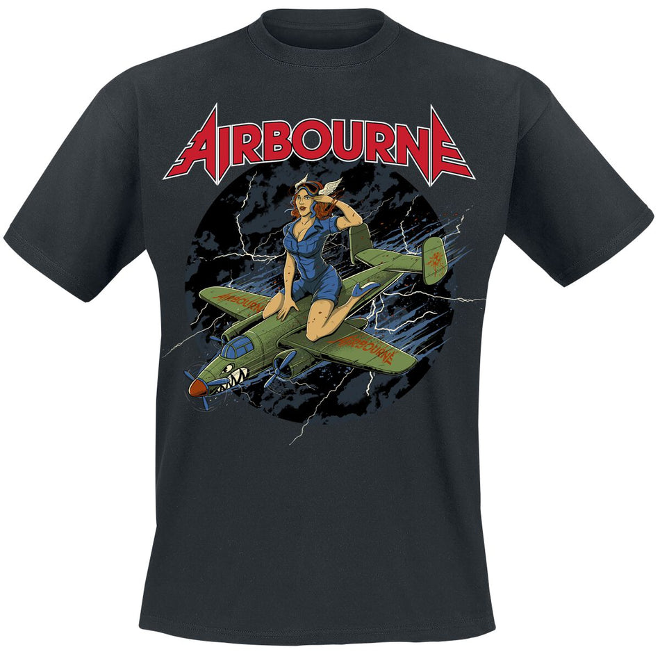 T-Shirt Manches courtes  de Airbourne - Straddled Pin-Up - S à 5XL - pour Homme - noir - Airbourne