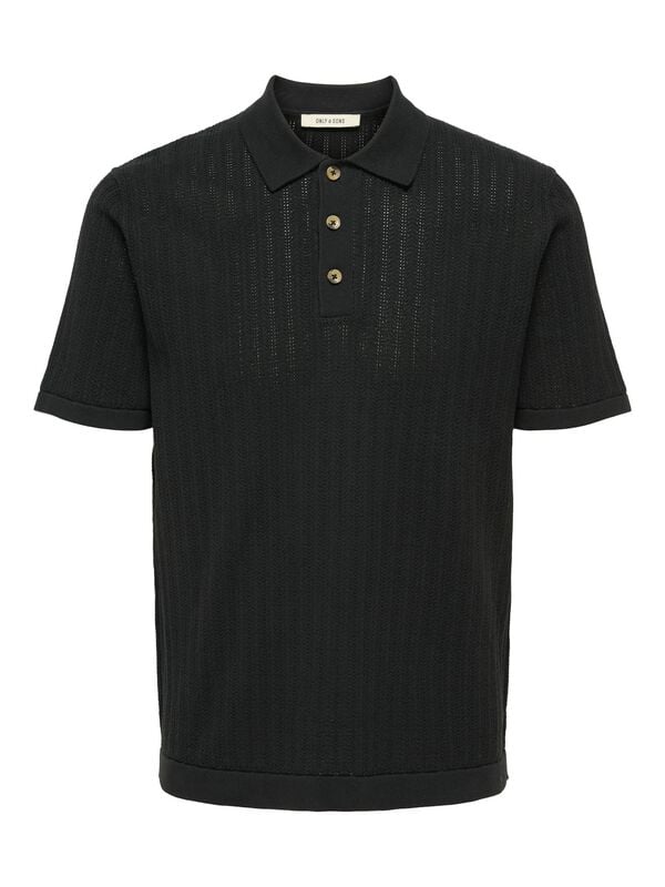 Polo  de ONLY and SONS - ONSMOON REG 12 SS POLO KNIT NOOS - S à XXL - pour Homme - noir - ONLY and SONS
