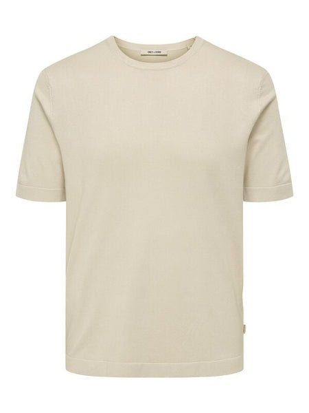 T-Shirt Manches courtes  de ONLY and SONS - ONSWYLER LIFE REG 14 SS KNIT NOOS - S à XXL - pour Homme - beige - ONLY and SONS