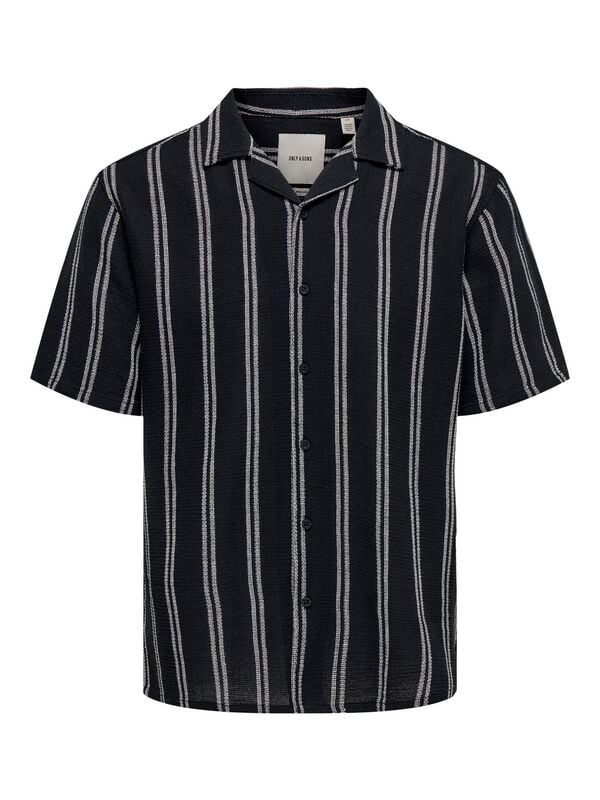 Chemise manches courtes  de ONLY and SONS - ONSTREV LIFE REG NOOS - Chemise Rayée - S à XXL - pour Homme - marine - ONLY and SONS