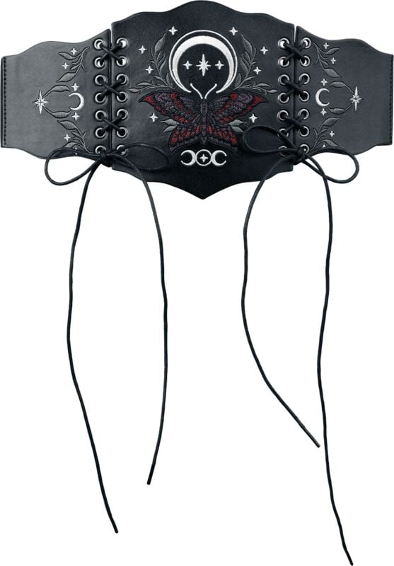 Ceinture Gothic de Gothicana by EMP - Mystical Woods Bestickter Taillengürtel mit Schnürung - pour Femme - noir - Gothicana by EMP