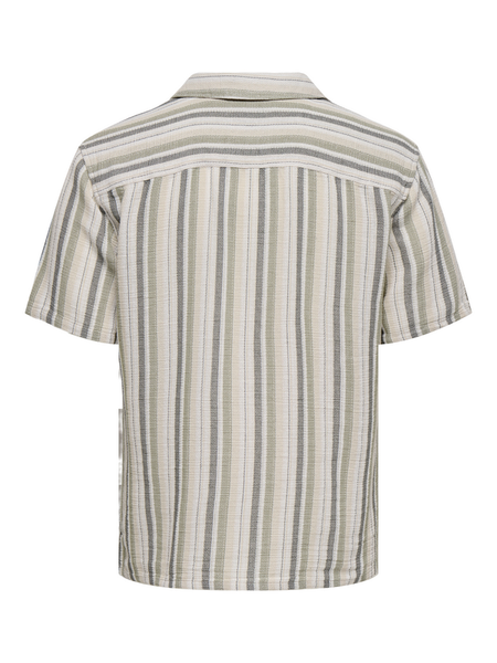 Chemise manches courtes  de ONLY and SONS - ONSTREV LIFE REG NOOS - Chemise Rayée - S à XXL - pour Homme - crème - ONLY and SONS - View 2