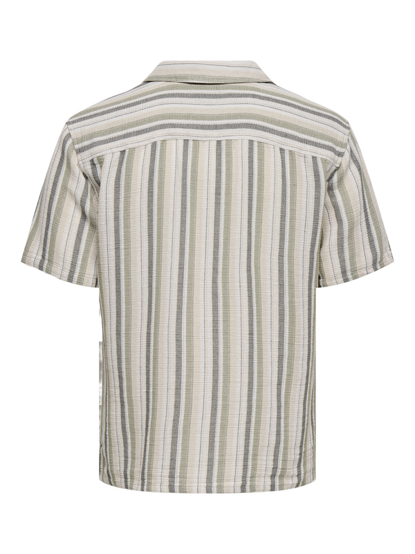 Chemise manches courtes  de ONLY and SONS - ONSTREV LIFE REG NOOS - Chemise Rayée - S à XXL - pour Homme - crème - ONLY and SONS - View 2