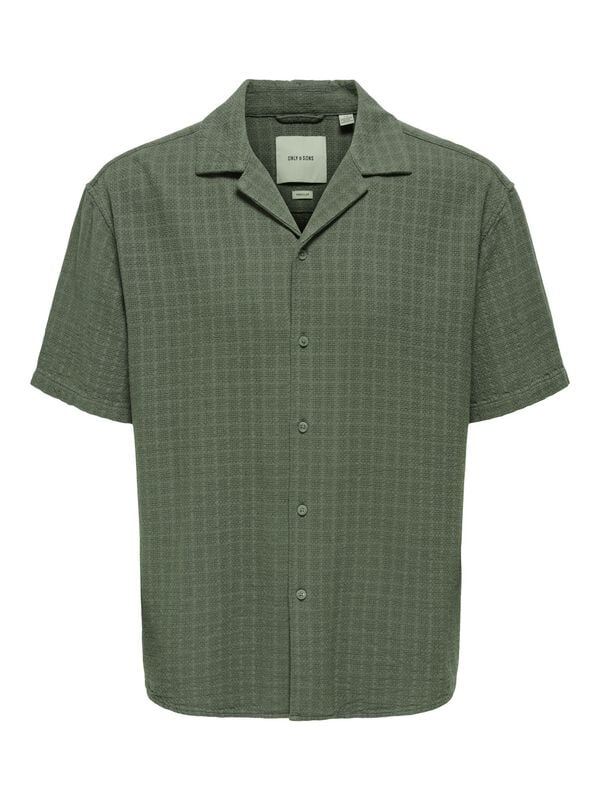 Chemise manches courtes  de ONLY and SONS - ONSLATHAM REG RESORT STRUC 0257 NOOS - Chemise Manches Courtes - S à XXL - pour Homme - olive - ONLY and SONS