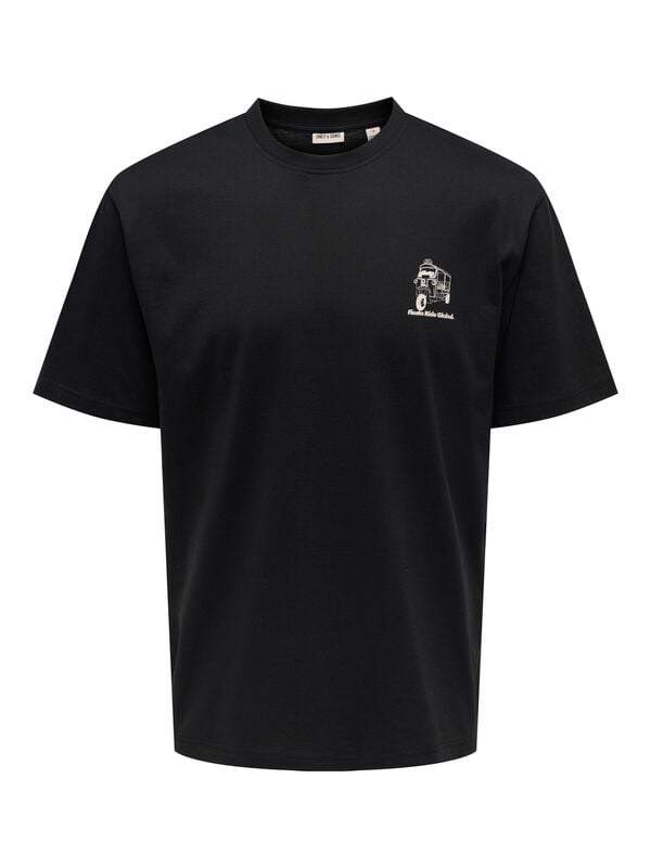 T-Shirt Manches courtes  de ONLY and SONS - ONSFRED LIFE FOODIE RLX SS - T-SHIRT - S à XXL - pour Homme - noir - ONLY and SONS