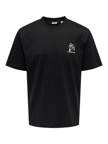 T-Shirt Manches courtes  de ONLY and SONS - ONSFRED LIFE FOODIE RLX SS - T-SHIRT - S à XXL - pour Homme - noir - ONLY and SONS