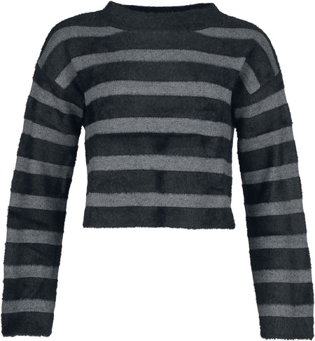 Sweat-shirt Gothic de KIHILIST by KILLSTAR - Stormstripe Sweater - XS à 4XL - pour Femme - noir/gris - KIHILIST by KILLSTAR