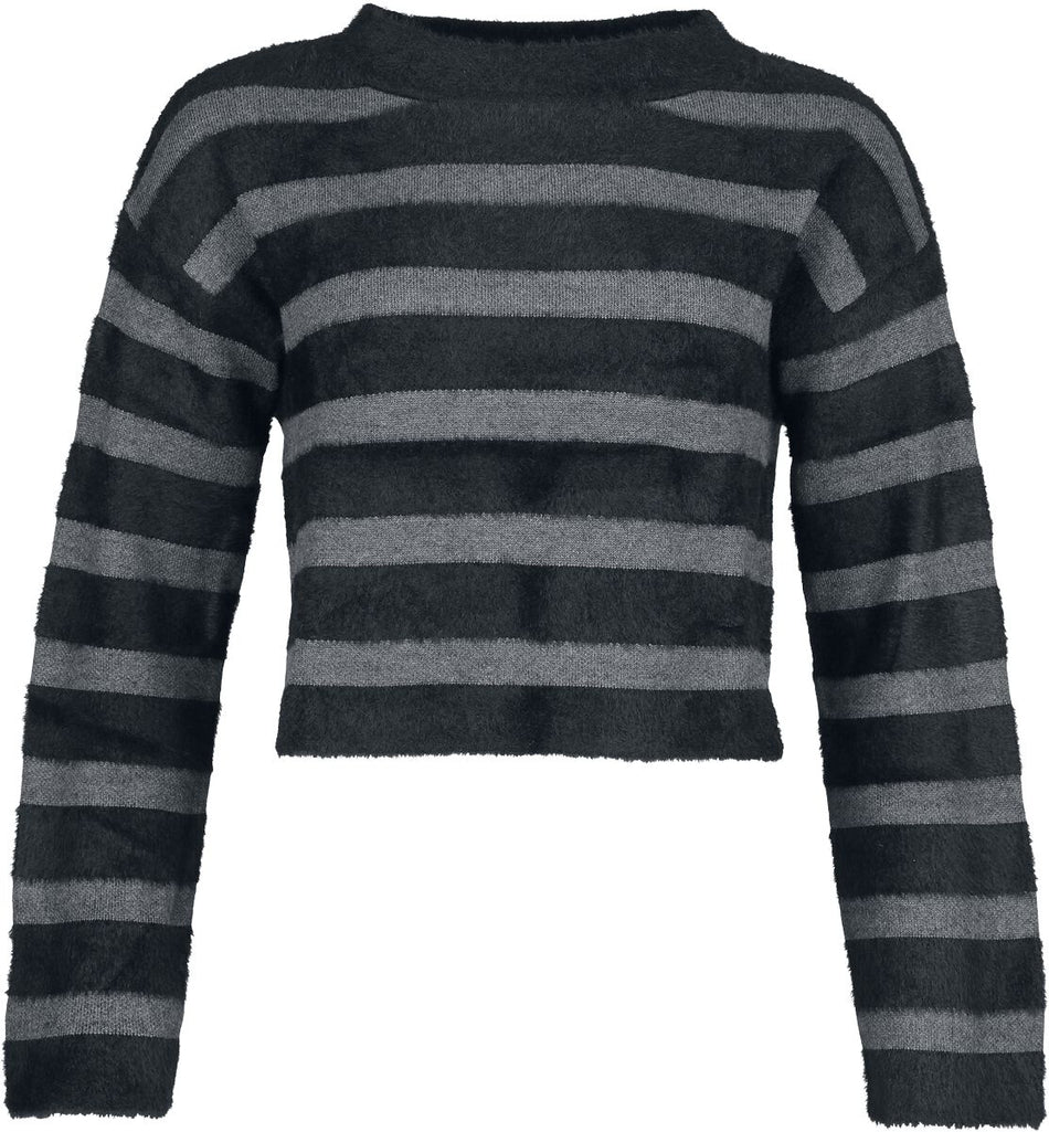 Sweat-shirt Gothic de KIHILIST by KILLSTAR - Stormstripe Sweater - XS à 4XL - pour Femme - noir/gris - KIHILIST by KILLSTAR