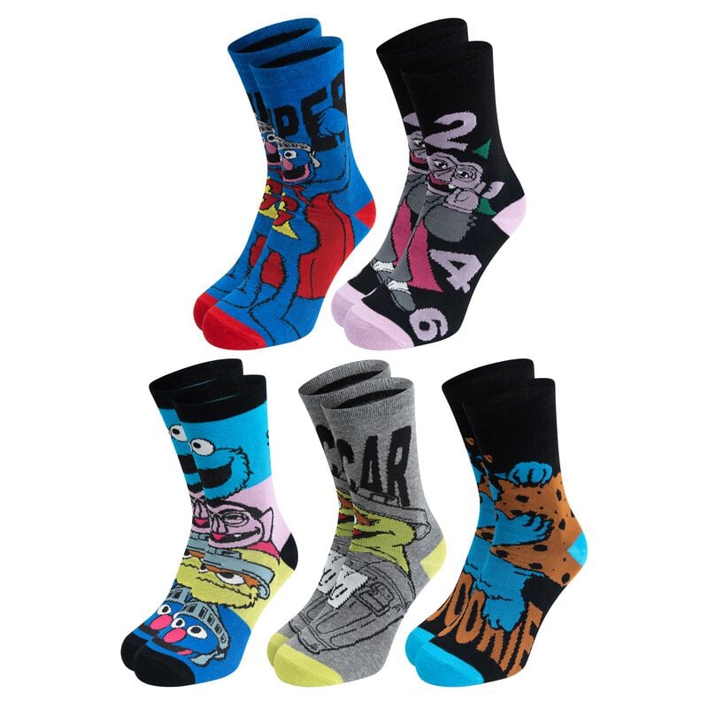 Chaussettes  de Sesame Street - Sesame Street - Chaussettes (Lot de 5 paires) - EU 40-45 - pour Homme - multicolore - Sesame Street
