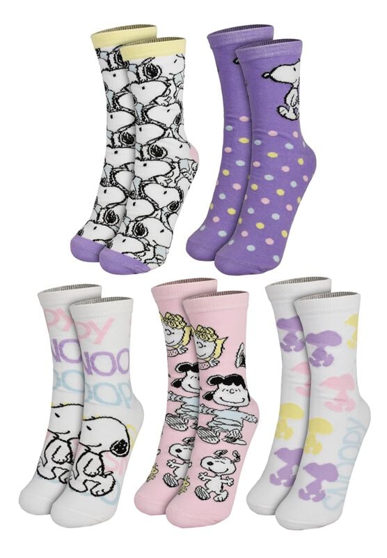 Chaussettes  de Snoopy - Chaussettes - Lot de 5 Paires - EU 38-43 - pour Femme - multicolore - Snoopy