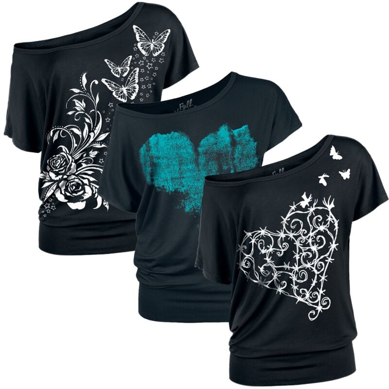 T-Shirt Manches courtes  de Full Volume by EMP - Lot de T-Shirts Femme - S à XXL - pour Femme - noir - Full Volume by EMP