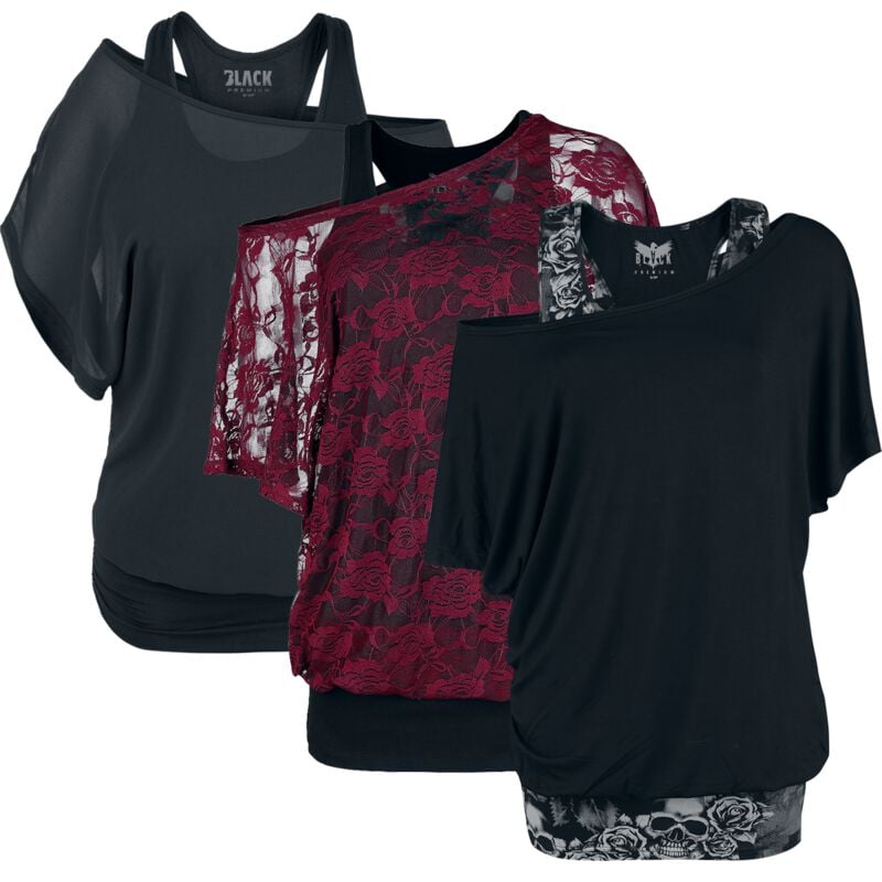 T-Shirt Manches courtes  de Black Premium by EMP - Double Épaisseur - S à 5XL - pour Femme - multicolore - Black Premium by EMP