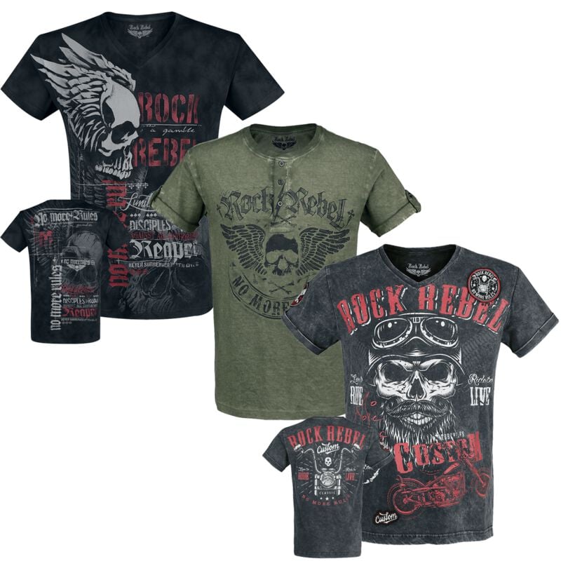 T-Shirt Manches courtes  de Rock Rebel by EMP - Lot de T-Shirts - M à XXL - pour Homme - multicolore - Rock Rebel by EMP