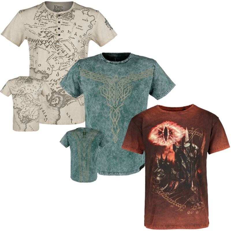 T-Shirt Manches courtes  de Le Seigneur Des Anneaux - Le Seigneur des Anneaux - Pack de T-Shirts - M - pour Homme - multicolore - Le Seigneur Des Anneaux