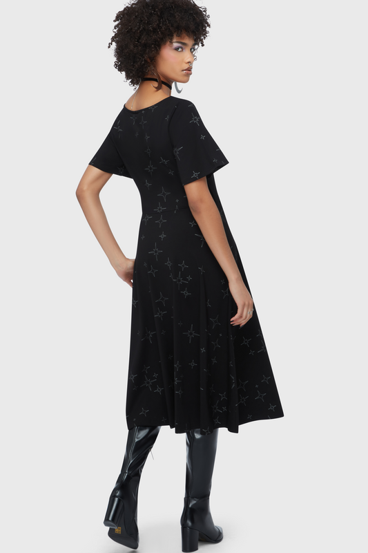 Robe mi-longue Gothic de Killstar - Beneath the Eclipse - Etheral Night - Robe Mi-Longue - XS à 4XL - pour Femme - noir - Killstar - View 2