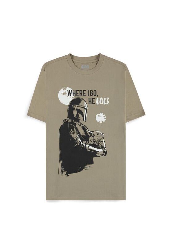 T-Shirt Manches courtes Disney de Star Wars - The Mandalorian - Wherever I Go - S à XXL - pour Homme - sable - Star Wars