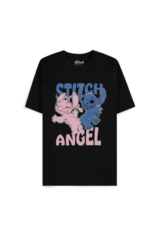 T-Shirt Manches courtes Disney de Lilo & Stitch - Stitch and Angel - S à XXL - pour Homme - noir - Lilo & Stitch