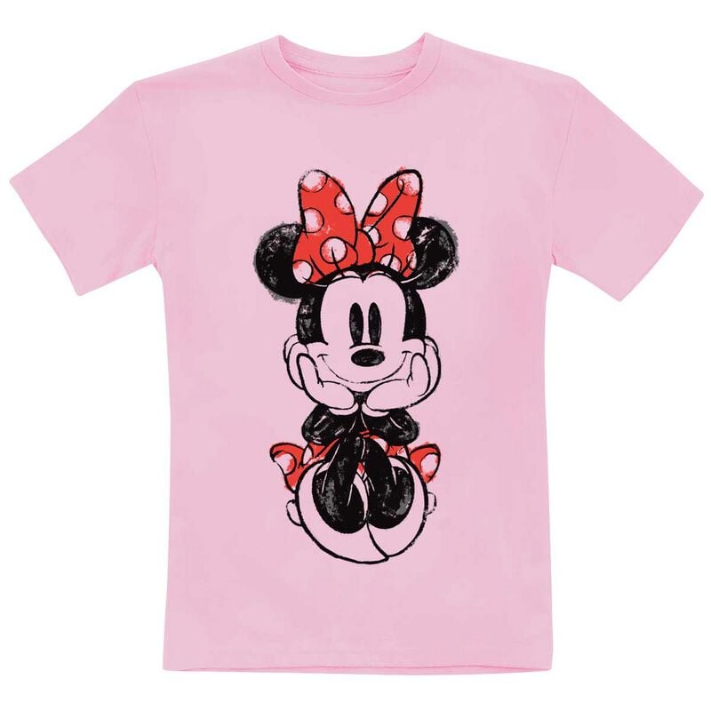 T-shirt Disney de Mickey & Minnie Mouse - Minnie Mouse Assise - 104 à 152 - pour filles & garçonse - rose - Mickey & Minnie Mouse