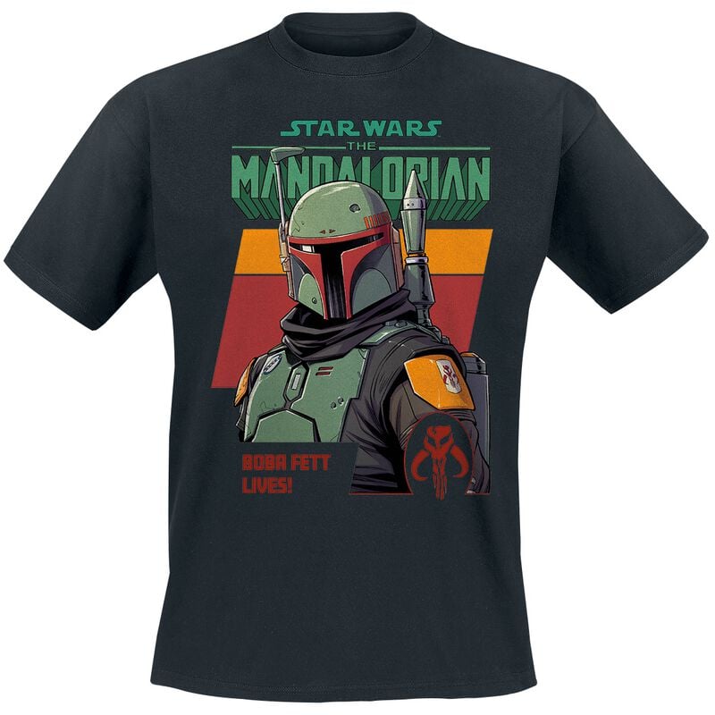 T-Shirt Manches courtes Disney de Star Wars - The Mandalorian - Fett Lives - S à 3XL - pour Homme - noir - Star Wars