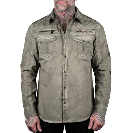 Chemise manches longues  de Wornstar - Search & Destroy Hemd - Olive - XL - pour Homme - olive - Wornstar