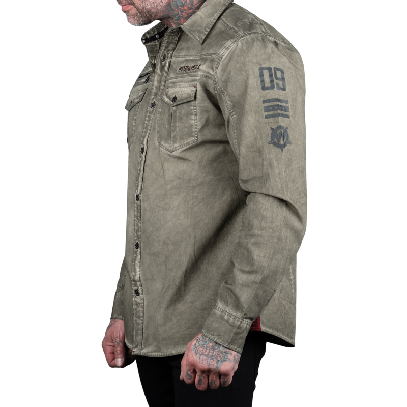 Chemise manches longues  de Wornstar - Search & Destroy Hemd - Olive - S à 3XL - pour Homme - olive - Wornstar - View 2