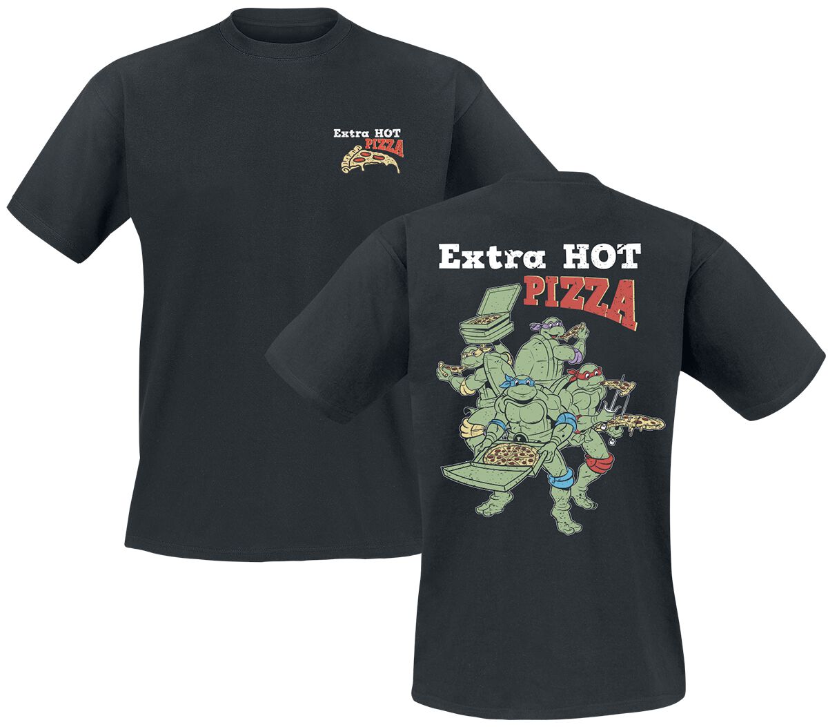 T-Shirt Manches courtes  de Les Tortues Ninja - Extra Hot Pizza - M à 3XL - pour Homme - noir - Les Tortues Ninja