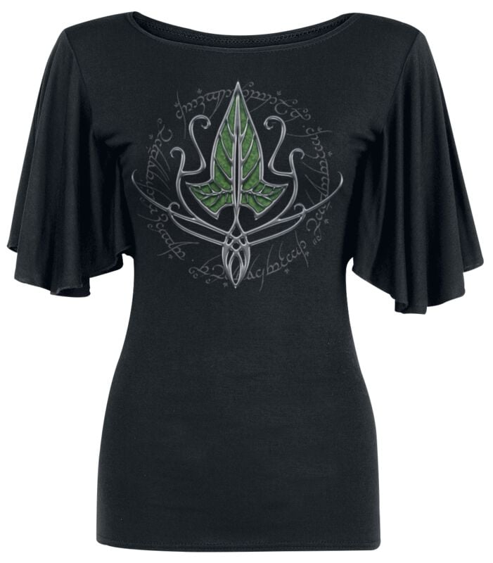 T-Shirt Manches courtes de Le Seigneur Des Anneaux - Feuille de Lórien - S à XXL - pour Femme - noir - Le Seigneur Des Anneaux