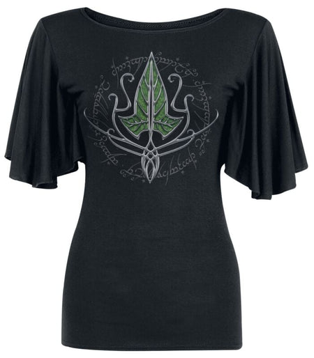 T-Shirt Manches courtes  de Le Seigneur Des Anneaux - Feuille de Lórien - S à XXL - pour Femme - noir - Le Seigneur Des Anneaux