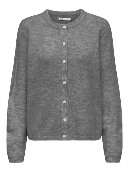 Gilets & Ponchos  de Only - ONLSIMONI L/S NOOS - Gilet Tricoté Col Rond - XS à XL - pour Femme - gris chiné - Only