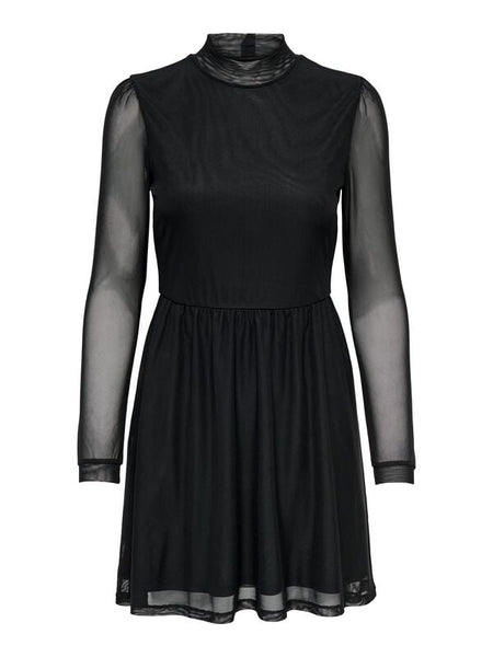 Robe mi-longue  de Only - ONLERICA LIFE L/S JRS - Robe Col Montant - XS à XL - pour Femme - noir - Only