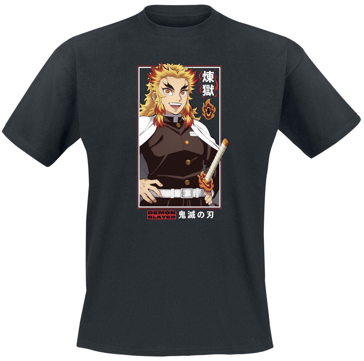 T-Shirt Manches courtes  de Demon Slayer - Rengoku - S à XXL - pour Homme - noir - Demon Slayer