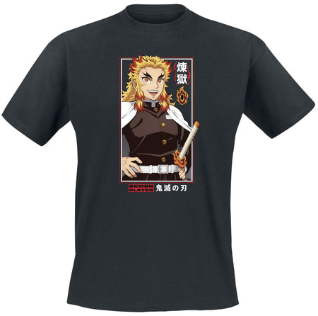 T-Shirt Manches courtes  de Demon Slayer - Rengoku - S à XXL - pour Homme - noir - Demon Slayer
