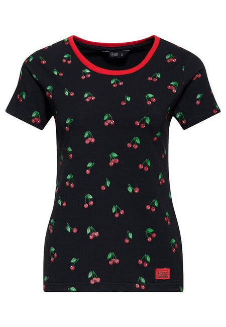 T-Shirt Manches courtes Rockabilly de Queen Kerosin - Cerise - T-Shirt - XS à XL - pour Femme - noir - Queen Kerosin