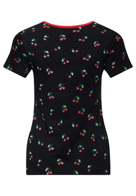 T-Shirt Manches courtes Rockabilly de Queen Kerosin - Cerise - T-Shirt - XS à XL - pour Femme - noir - Queen Kerosin - View 2